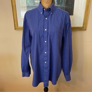 Cutter & Buck Men's Large Blue & White Striped Long Sleeve Button Down Shirt